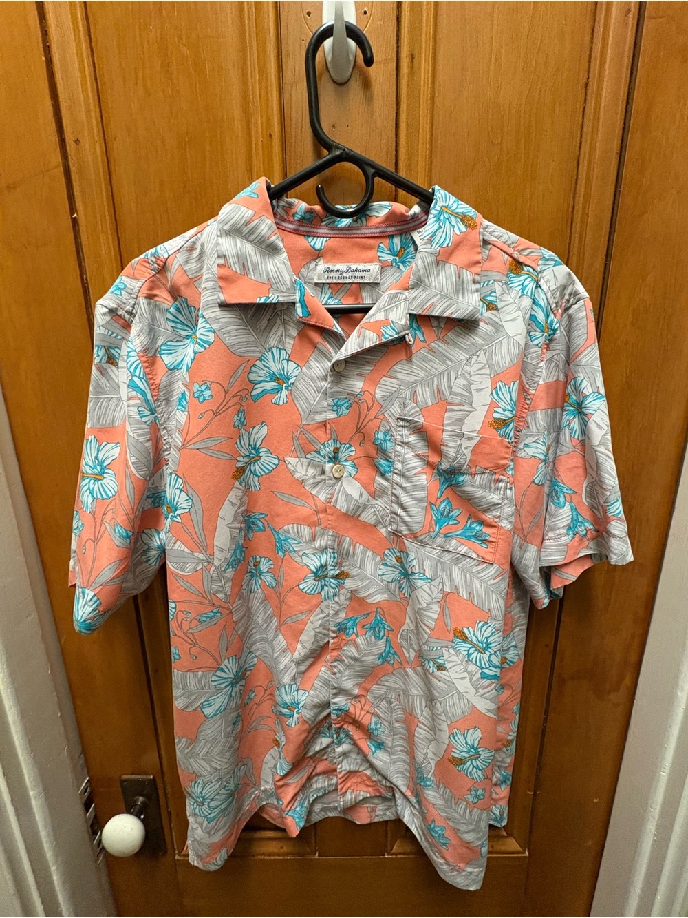 Tommy Bahama Coral and Turquoise Tropical Shirt